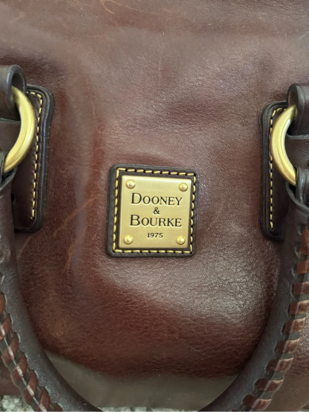Dooney & Bourke Deep Burgundy Leather Satchel with Gold Hardware
